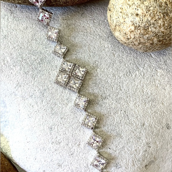 Sparkling Princess Cut Sterling Bracelet - Picture 6 of 10